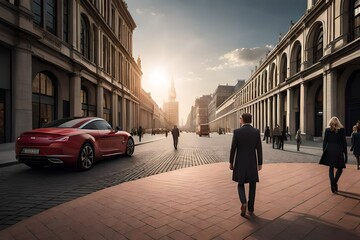 person walking in the city