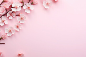 Fototapeta na wymiar sakura flowers on pink background
