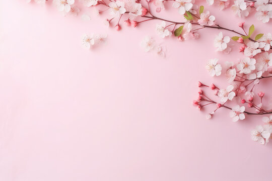 sakura flowers on pink background