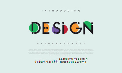 Fototapeta Design Modern abstract digital alphabet font. Minimal technology typography, Creative urban sport fashion futuristic font and with numbers. vector illustration obraz