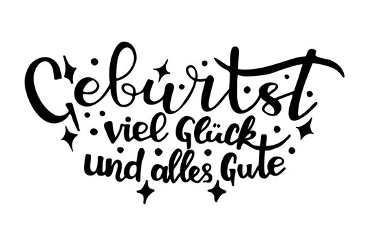 Happy Birthday greetings in German. Vector