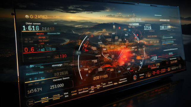 Futuristic virtual graphic touch user interface showing big data analytic.