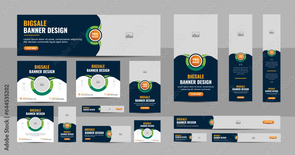Poster web banner design template set, horizontal header web banner, web banner layout set