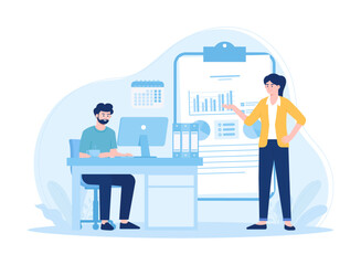 People present jobs about the growth of the company concept flat illustration