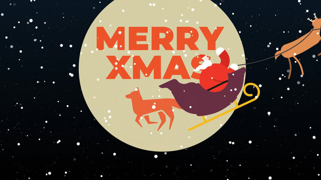 Santa Riding Reindeer Sled Logo Reveal