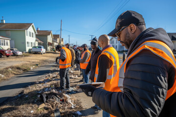 A person documents a community cleanup event, where residents collaborate to enhance the neighborhood's appearance and unity. Generative Ai.