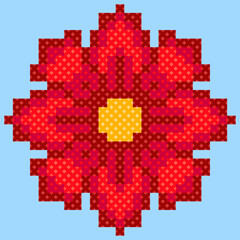 Naklejka premium seamless pattern with flowers. tribal pattern. local fabric pattern. pixel pattern. cross stitch