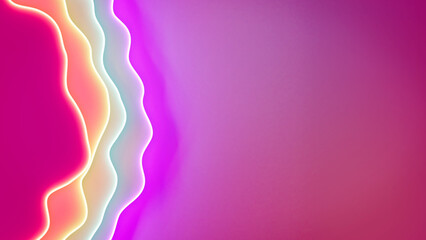 colorful bright rainbow winking volumetric objects on purple background - abstract 3D rendering
