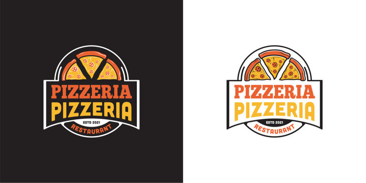 Pizzeria Logo. Italian Pizza Ingredients Restaurant Cook Trattoria