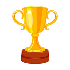 Winner golden cup. Trophy for winning competitions. Champion prize vector illustration