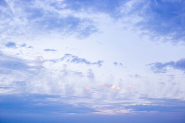 Beautiful blue sky with clouds at sunset 