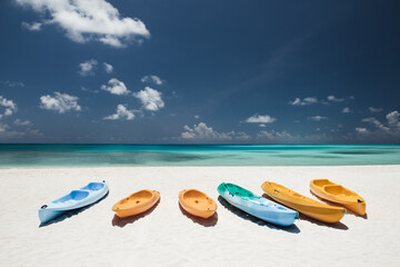 kayaks on the beach - 644542815
