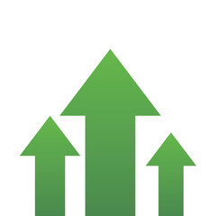 big green arrow pointing up followed by other little arrows represent profit progress financial boom
