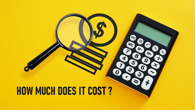 How much does it cost is shown using the text and photo of calculator