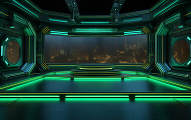 Obraz premium Industrial TV show backdrop. Ideal for virtual tracking system sets. 3D rendering