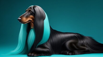 Afghan Hound with black fur sitting