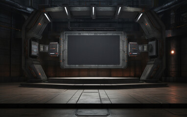 Industrial TV show backdrop. Ideal for virtual tracking system sets. 3D rendering 