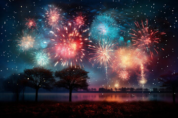 Festive Fireworks Illuminating the Joy of New Year 2024