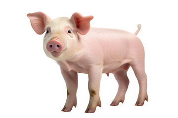 pink pig isolated on transparent background ,side view cute pig png ,generative ai