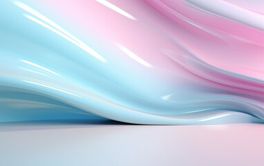 Obraz premium Light glossy surface with copyspace on abstract light wall backdrop. 3D rendering, mock up