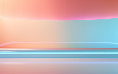 Obraz premium Light glossy surface with copyspace on abstract light wall backdrop. 3D rendering, mock up