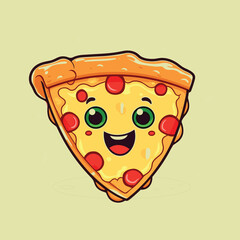 
Cute slice pizza cartoon vector icon illustration