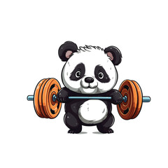 
vector cute panda lifting barbell gym fitness cartoon