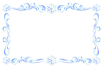 Antique frame decorated with snowflakes. 
Stylish frame background.