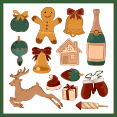 vector set christmas illustration collection