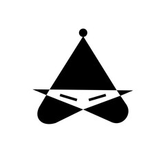 Triangle funny face icon black and white