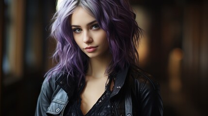 Fototapeta premium Gothic-styled teenage girl with dark makeup.