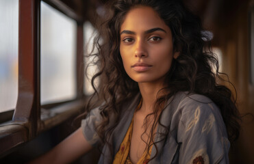 Fototapeta premium Closeup of a young Indian woman