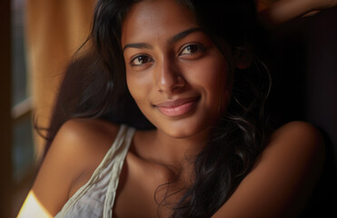 Obraz na płótnie Canvas Closeup of a young Indian woman
