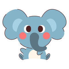 Cute animals character. Blue elephant sticker.