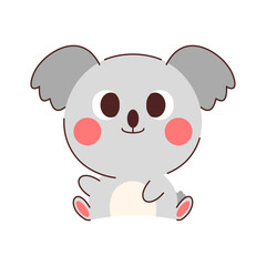 Cute animals character. Grey koala sticker.