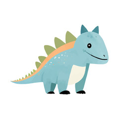 Cute cartoon blue dinosaur. Hand drawn vector dinosaur illustrations