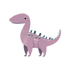 Cute cartoon purple dinosaur. Hand drawn vector dinosaur illustrations