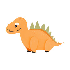 Cute cartoon orange dinosaur. Hand drawn vector dinosaur illustrations