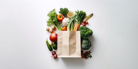 Grocery bag of healthy organic Vegetables on a table