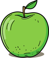 Vector Green Apple with Green Leaf