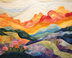 california landscape, quilted blanket