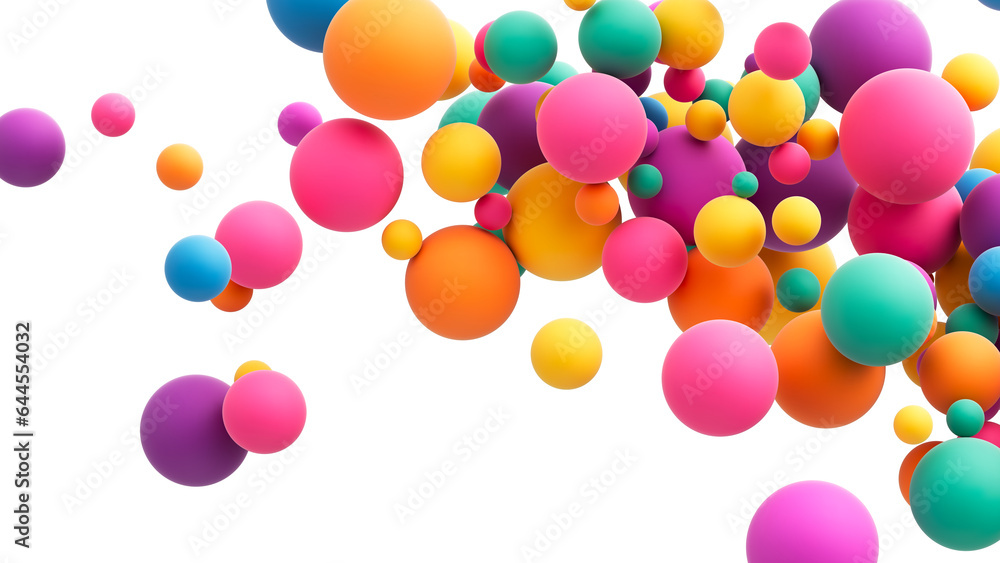 Aufkleber abstract composition with many colorful random flying spheres isolated on transparent background. co
