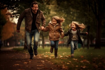 Fototapeta premium family having fun on a day out at the park
