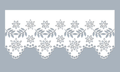 vector template lace cotton fabric eyelet trim. floral scallop border design vector. decorative lace cotton border cut-out detailing design for fashion, fabric, clothing, garments, apparel.