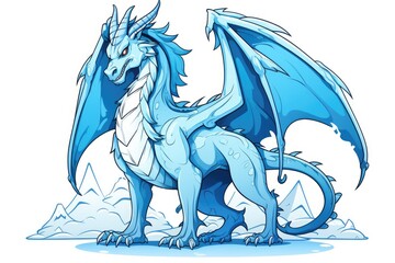 Illustration of a flying dragon cartoon on white background inspired by Pixar Disney