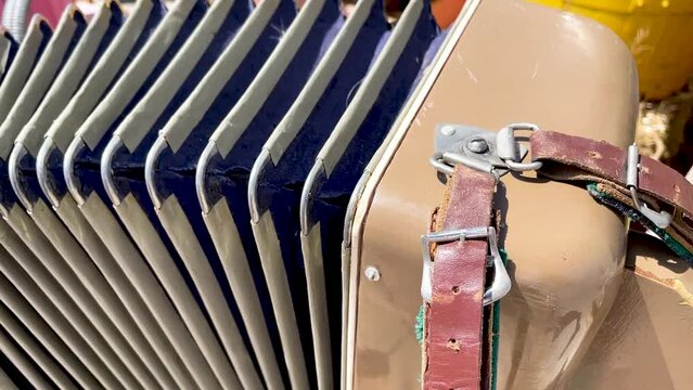 accordion, old vintage musical instrument close up