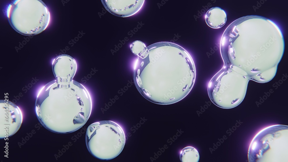 Aufkleber abstract morphing chrome drops background. metallic mirrored texture. lava lamp style fluid flow. sc
