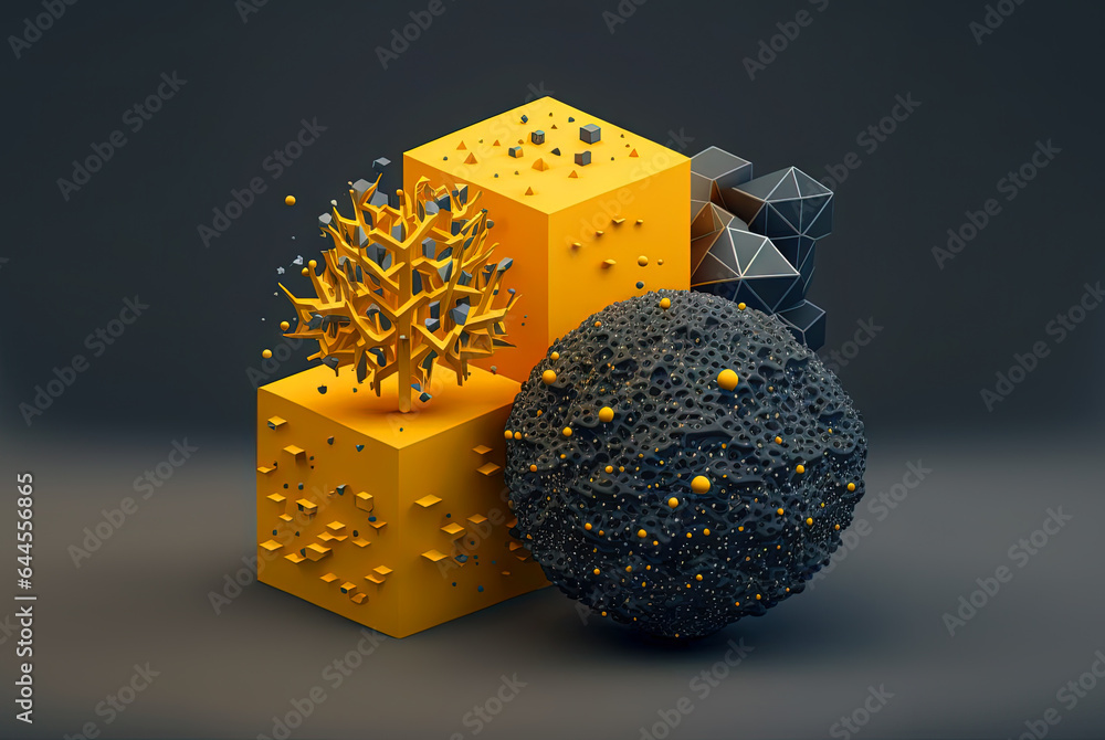 Aufkleber Data abstract concept with clusters, particles and objects collected and sorted. Digital sorting and management concept.