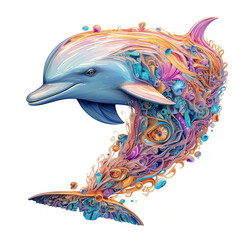 Fuzzy Dolphin Psychedelic Blue Generative Ai