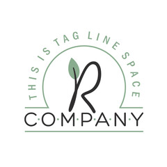 Letter R Herbal Theme Vector Logo